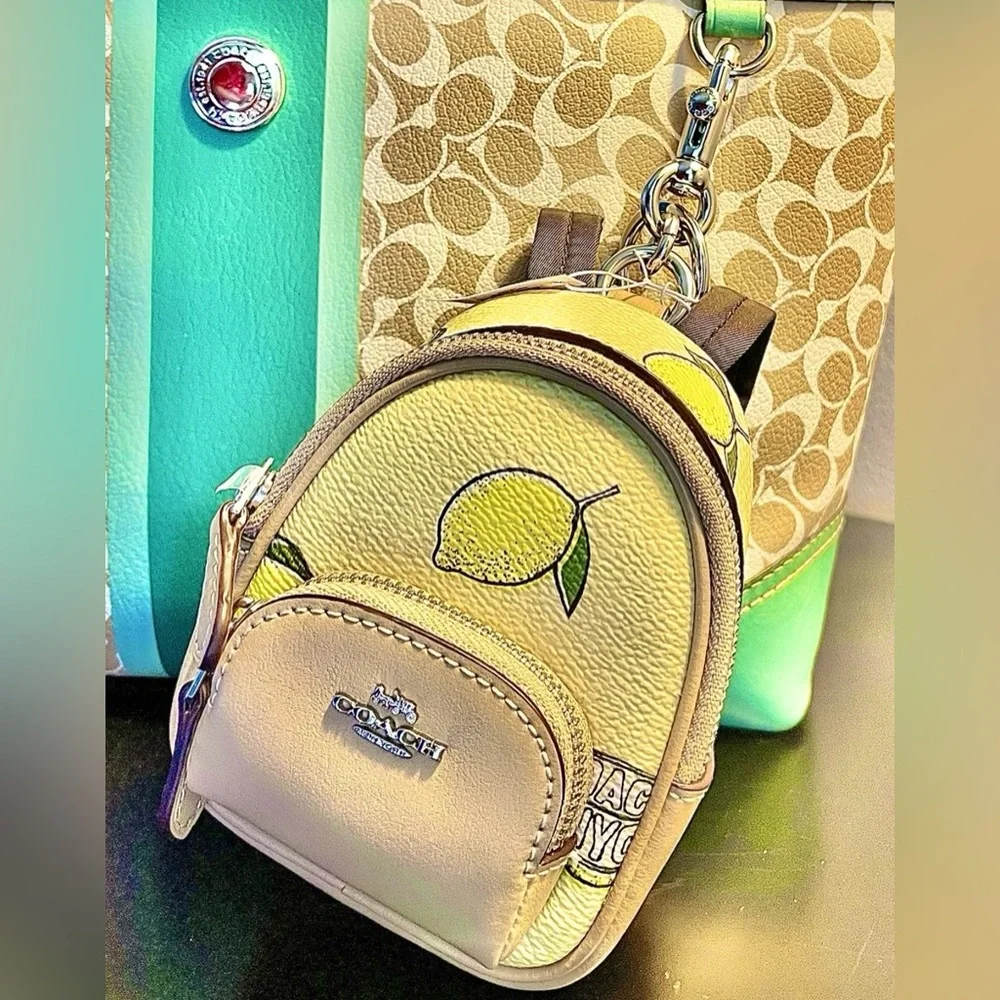 Coach CardHolder/KeyChain/BagCharm ADORABLE Lemon Micro-Mini Backpack NWT - Picture 5 of 15